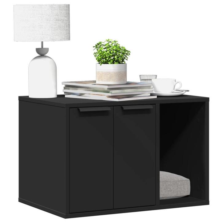 vidaXL Kattenbakkast 60x40x40 cm bewerkt hout zwart, Dieren en Toebehoren, Katten-accessoires, Nieuw, Verzenden