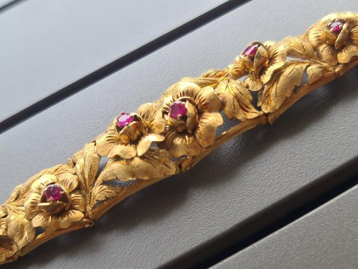 Armband - 18 karaat Geel goud Robijn - Robijn, Handtassen en Accessoires, Armbanden