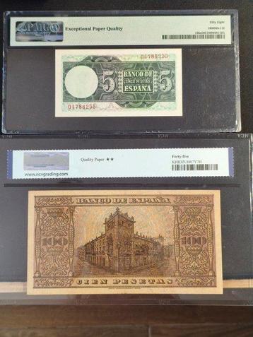 Espagne. - 5 and 100 Pesetas 1938-1948 - Pick 113a and 136a
