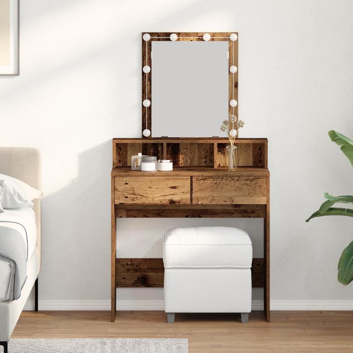 vidaXL Kaptafel met lade Oud Hout 80 x 41 x 144.5 cm Bewerkt, Huis en Inrichting, Tafels | Kaptafels, Nieuw, Verzenden