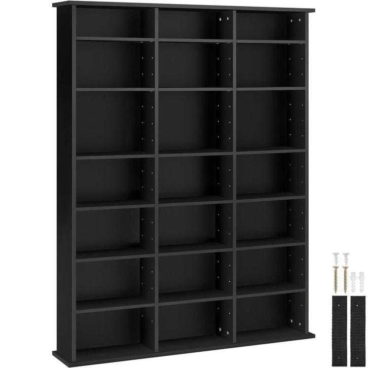 tectake Kast Stevie 105,5x19x136,5cm - zwart, Maison & Meubles, Accessoires pour la Maison | Étagères pour CD & DVD, Envoi