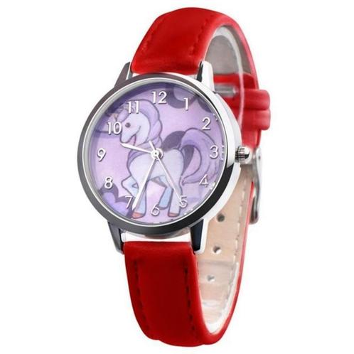 Fako® - Kinderhorloge - Eenhoorn - Unicorn - Rood, Handtassen en Accessoires, Horloges | Kinderen, Verzenden