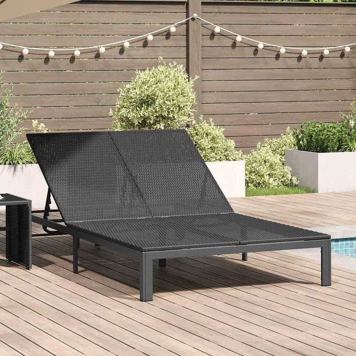 vidaXL Ligstoel 1-persoon Zwart 206 x 62,5 x 74 cm poly, Tuin en Terras, Ligbedden, Nieuw, Verzenden