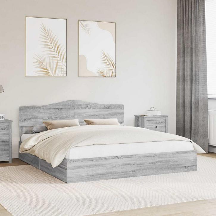vidaXL Opbergbed met hoofdeinde Grijs Sonoma 180 x 200 cm, Maison & Meubles, Chambre à coucher | Lits, Envoi
