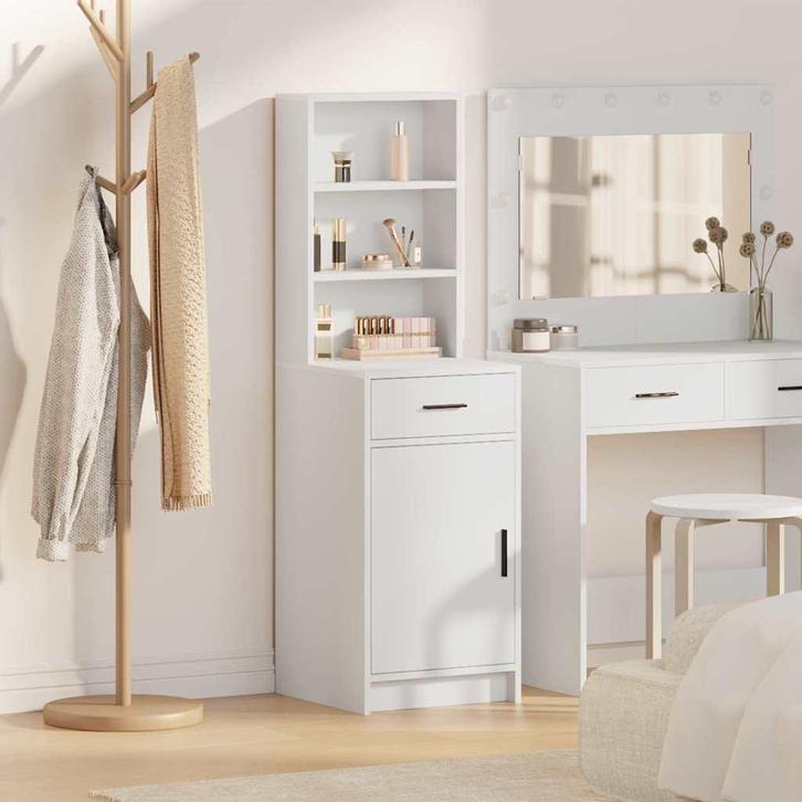 vidaXL Highboard met lade Wit 40 x 40,5 x 135 cm Bewerkt, Huis en Inrichting, Kasten | Dressoirs, Nieuw, Verzenden