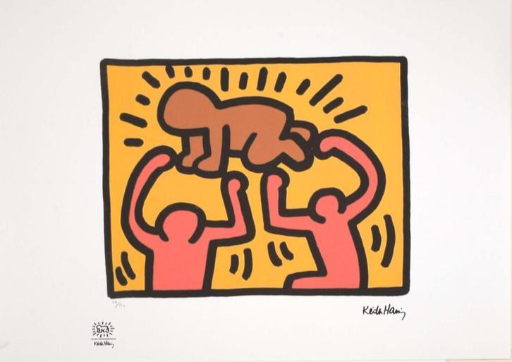 Keith Haring Offset Lithografie, Gecertificeerd (Na-Editie), Antiek en Kunst, Kunst | Litho's en Zeefdrukken