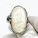 Zilver, Grote parelmoeren camee – zeepaardje en, Antiek en Kunst
