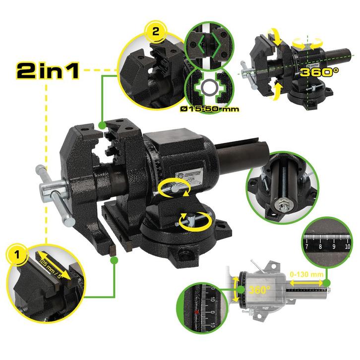 Competition Bankschroef 2-in-1 Multifunctioneel 125mm, Auto diversen, Autogereedschap, Nieuw, Verzenden