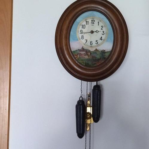 Horloge murale Forêt-Noire - Bois, Laiton, Porcelaine -, Antiek en Kunst, Antiek | Klokken