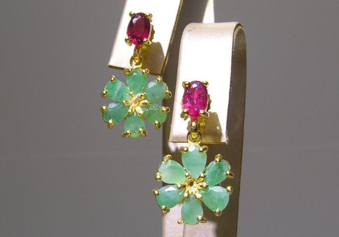 Smaragd Oorbellen - Hoogte: 24 mm - Breedte: 13 mm- 6 g -, Verzamelen, Mineralen en Fossielen