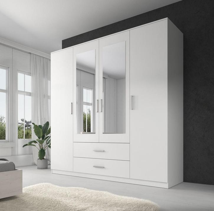 Kledingkast Wit 200x58,3x199,8 Garderobekast met spiegel, Huis en Inrichting, Kasten | Overige, Nieuw, Verzenden