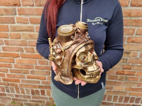 Statue, Steampunk Pilot Skull - 18 cm - Résine, Antiek en Kunst, Kunst | Designobjecten