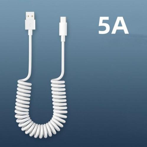 USB-C Spiraal Oplaadkabel - 80 cm - Type C Oplader Data, Telecommunicatie, Mobiele telefoons | Telefoon-opladers, Nieuw, Verzenden
