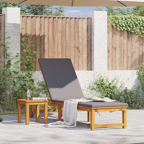 vidaXL Ligbed met Lichtgrijze Kussens van Massief Acaciahout, Tuin en Terras, Ligbedden, Nieuw, Verzenden