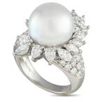 Ring Platina, Platina 2,47 ct diamant en parel ring -, Handtassen en Accessoires, Ringen, Nieuw