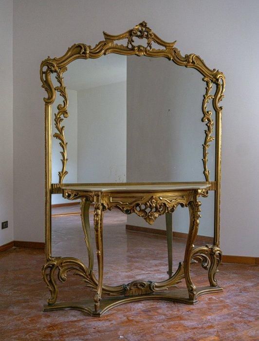 Carved and Gilt Wood - Wandtafel - Verguld hout, Gips, Antiquités & Art, Curiosités & Brocante