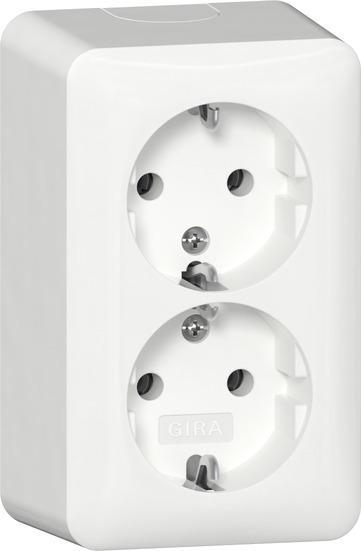 Gira Opbouw Dubbele Schuko Stopcontact Puur Wit - 478014, Doe-het-zelf en Bouw, Elektriciteit en Kabels, Verzenden