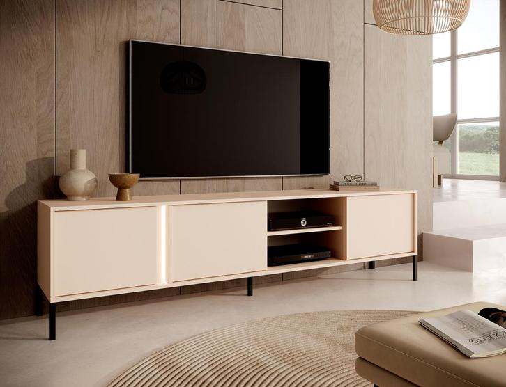 TV-Meubel Beige 203x39x53 - TV-Kast - Metalen poten, Maison & Meubles, Armoires | Mobilier de télévision, Envoi