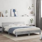 vidaXL Bedframe met hoofdeinde bewerkt hout betongrijs, Huis en Inrichting, Slaapkamer | Bedden, Verzenden, Nieuw