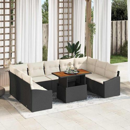 vidaXL Tuin Eettafel Set 10 pcs Zwart en Crème 100 x 55 x 73, Tuin en Terras, Tuinsets en Loungesets, Nieuw, Verzenden