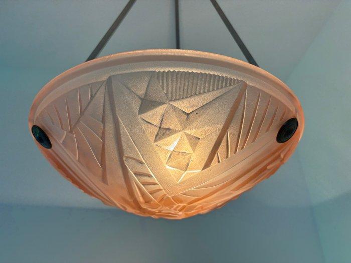 Noverdy - Art Deco - Lustre - Matglas, Métal, Antiquités & Art, Art | Objets design