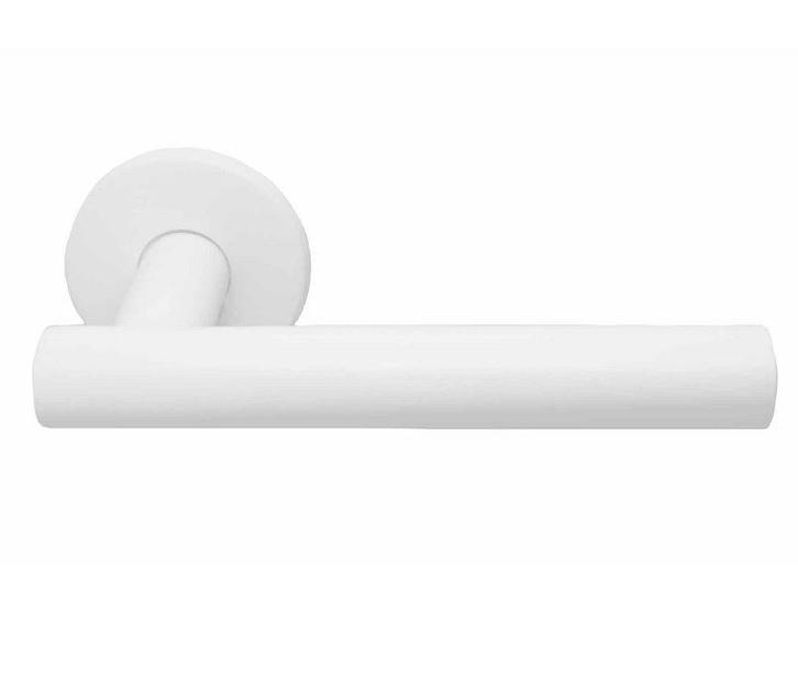 Deurklink Jesse op ronde rozet mat wit, Doe-het-zelf en Bouw, Hang- en Sluitwerk, Klink of Kruk, Nieuw, Overige materialen