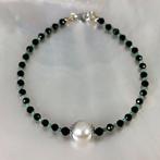 Zonder minimumprijs - Armband Zilver Parel - Smaragd -, Nieuw