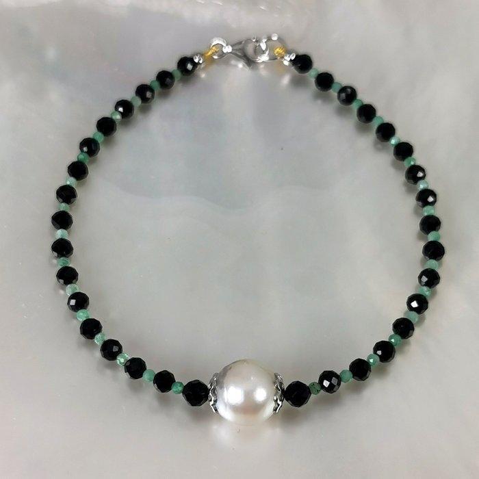 Zonder minimumprijs - Armband Zilver Parel - Smaragd -, Handtassen en Accessoires, Armbanden