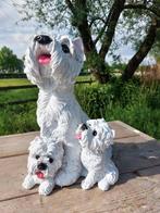 sculptuur, West Highland terrier with pups - 33 cm -