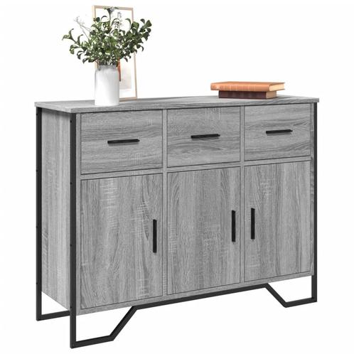 vidaXL Dressoir 97x32,5x74,5 cm bewerkt hout grijs sonoma, Huis en Inrichting, Kasten | Dressoirs, Nieuw, Verzenden