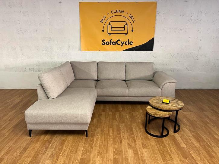 SofaCycle - Stijlvolle beige hoekzetel met losse rugkussens, Huis en Inrichting, Zetels | Zetels, Nieuw, Ophalen of Verzenden