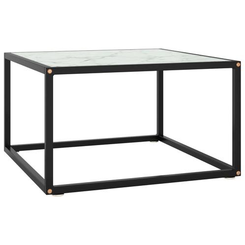 vidaXL Table basse Noir avec verre marbre blanc 60x60x35, Huis en Inrichting, Tafels | Salontafels, Verzenden