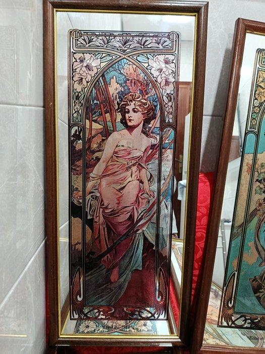 After Alphonse Mucha serie horas do dia - Glazen, Antiek en Kunst, Kunst | Designobjecten