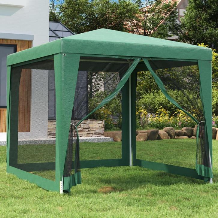 vidaXL Partytent met 4 mesh zijwanden 2,5x2,5 m HDPE groen, Tuin en Terras, Partytenten, Nieuw, Verzenden