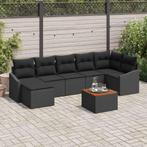 vidaXL Tuinbank Set met kussen 8 pcs Zwart Poly rattan, Tuin en Terras, Verzenden, Nieuw