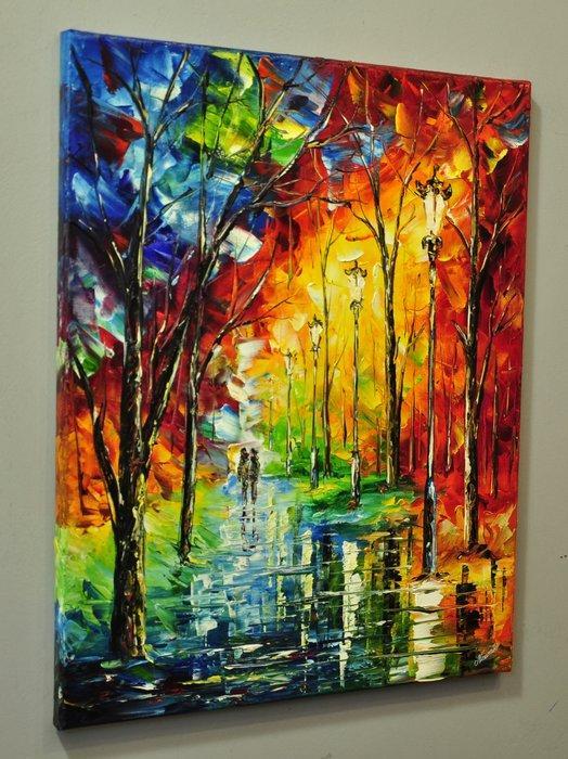 Olga Nowak (1956) - Evening in the park, Antiek en Kunst, Kunst | Schilderijen | Klassiek