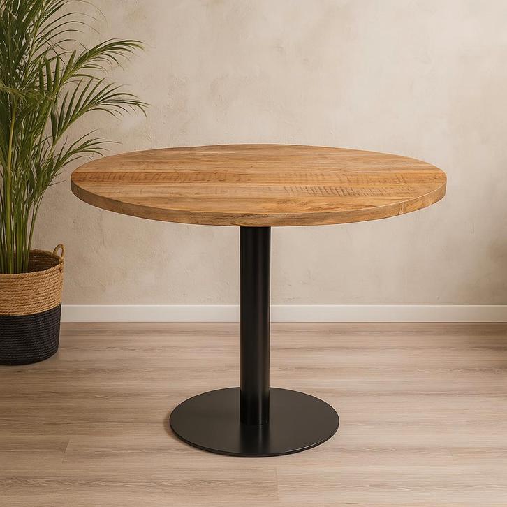 Mangohout Horecatafel Rond Ø100 cm, Huis en Inrichting, Tafels | Eettafels, Nieuw, Overige houtsoorten, Rond, Verzenden