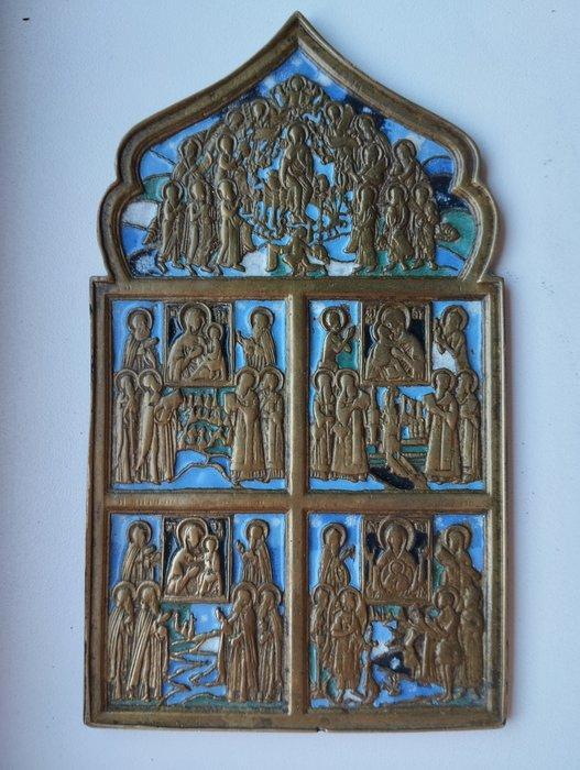 Icoon - brons, email, Antiek en Kunst, Kunst | Niet-Westerse kunst