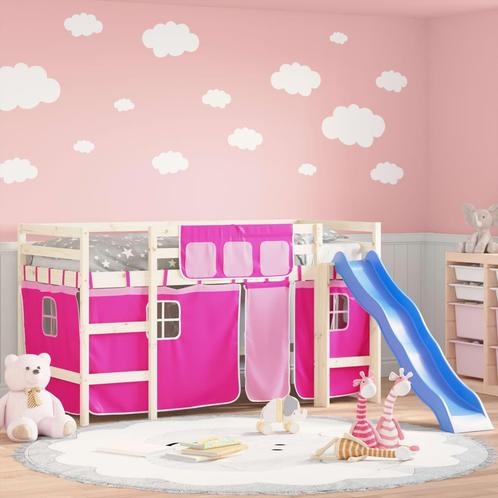 vidaXL Gordijnen voor hoogslaper polyester roze, Huis en Inrichting, Slaapkamer | Bedden, Nieuw, Verzenden