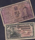 Wereld, Belgisch Congo, Zuid-Rhodesië. - 1 franc 1920 and 5, Postzegels en Munten