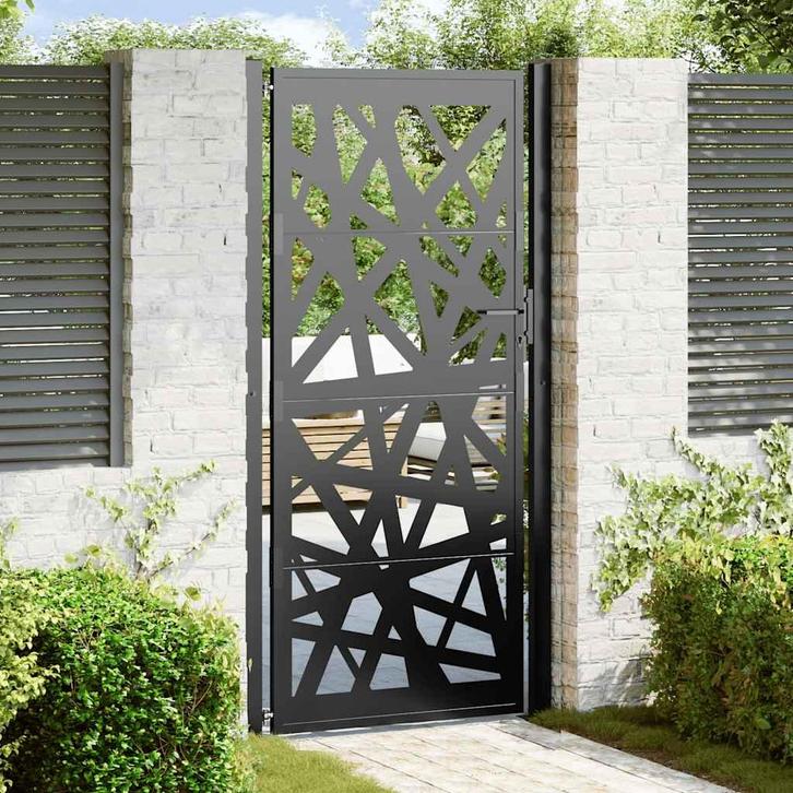 vidaXL Poort met lichtontwerp 105x205 cm staal zwart, Tuin en Terras, Tuinpoorten, Nieuw, Verzenden