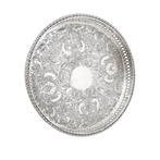 Round gallery serving tray / salver chased with flowers,