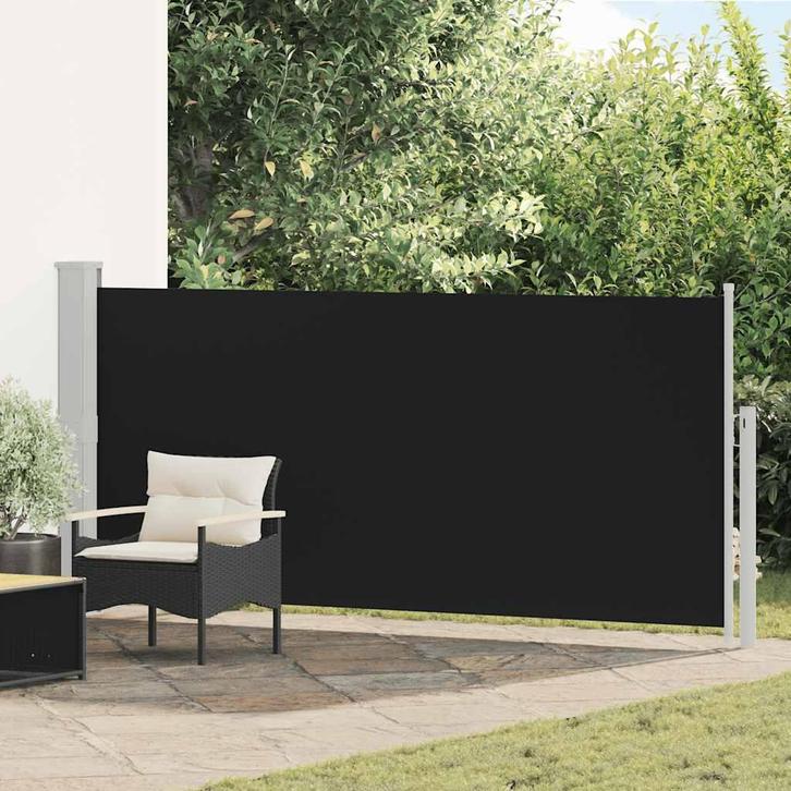 vidaXL Windscherm uittrekbaar 140x300 cm zwart, Jardin & Terrasse, Parasols, Envoi