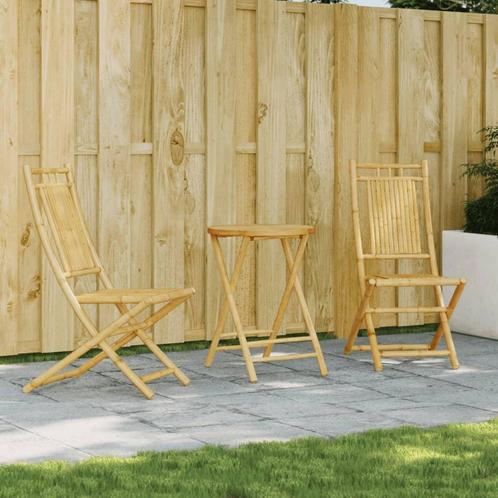 vidaXL 3-delige Bistroset bamboe, Tuin en Terras, Tuinsets en Loungesets, Nieuw, Verzenden