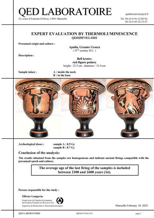 Magna Graecia, Apulië. Keramiek Bell krater. 4e eeuw v.Chr., Verzamelen, Mineralen en Fossielen