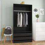 vidaXL Kledingkast 100x50x200 cm bewerkt hout zwart, Verzenden, Nieuw