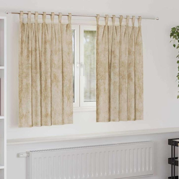 vidaXL Gordijn met gordijnen 2 pcs Crème 140 x 140 cm, Huis en Inrichting, Stoffering | Gordijnen en Lamellen, Nieuw, Verzenden