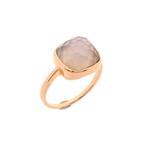 Rosé gouden ring met maansteen (roségoud, facet geslepen), Handtassen en Accessoires, Ringen, Gebruikt, Overige kleuren, Ophalen of Verzenden