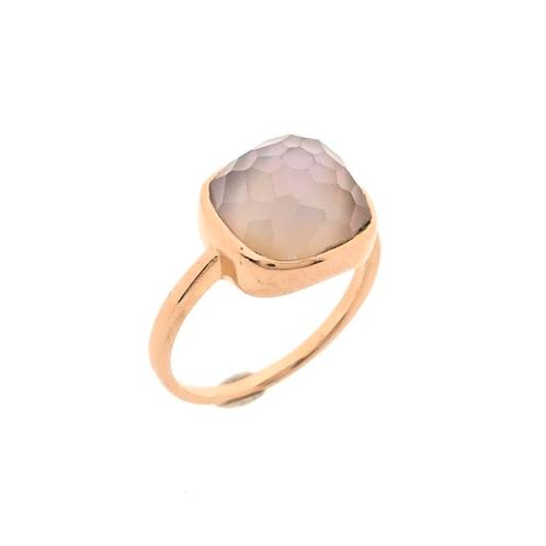 Rosé gouden ring met maansteen (roségoud, facet geslepen), Handtassen en Accessoires, Ringen, Dame, Met edelsteen, Overige kleuren