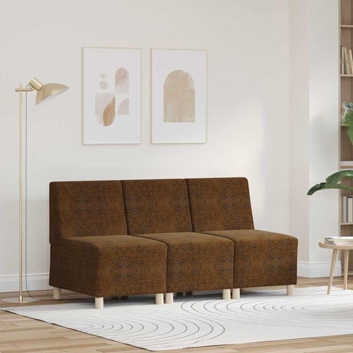 vidaXL Modulaire Sofa Eenheid Armless 3 pcs Bruin 55 x 74 x, Huis en Inrichting, Zetels | Zetels, Nieuw, Verzenden